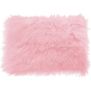 14x10 inches 1pcs Rectangle Faux Fur Plush Cushion, Area Rugs Fluffy Carpet Mini Small Size Fit,for Tabletop Photography,Home Decor,Product Display,Locker Accessories for Girls (pink)