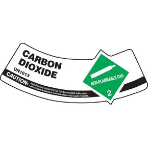 Accuform Cylinder Shoulder Label, Carbon Dioxide UN1013 Caution, 2" x 5 1/4", Adhesive Dura-Vinyl