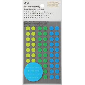 Stalogy S2201 S2 Masking Tape Patches: 0.3" diameter / 60 dots per sheet / 10 sheets per pack / 8mm wide, Shuffle Earth