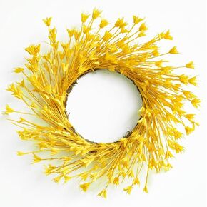 18" Brighten Up Your Entryway – Radiant Yellow Wreaths for Front Door, Ideal Summer Porch Decor and Outdoor Wreath, Effortlessly Chic Forsythia Wreath for Spring Front Door Decor