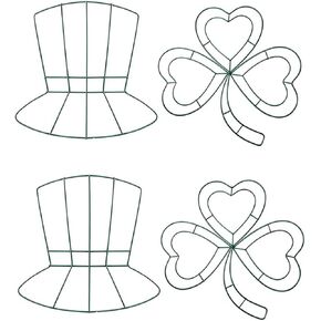 4 Pcs St. Patricks Day Wire Wreath Frame Form Shamrock Metal Wreath Frame Lucky Clover Irish Hat Flower Wreath for Home Door Wall Decoration