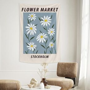 AUTOZOT Danish Pastel Botanical Flower Market Tapestry Aesthetic Floral Plants Wall Hanging Tapestries Wall Art Decorative Banner For Home Decor Living Room College Dorm Bedroom 29x37 Inch in Saudi Arabia