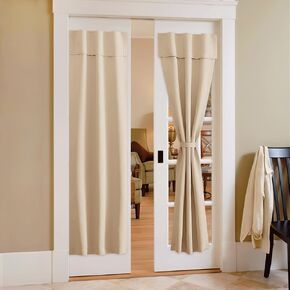 NICETOWN Living Room Blackout Curtains and Drapes, Farmhouse Solid Thermal Insulated Self Adhesive Drapery Panels for Office/Loft (1 Panel, 42 Inch Wide by 63 Inch Long, Biscotti Beige)