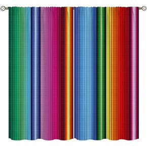 Mexican Element Blackout Curtains for Home Decor,Beauiful Mexican Serape Rod Pocket Thermal Insulated Drapes Darkening Window Curtain for Girls Boy Bedroom Living Room 42 x 63 Inch
