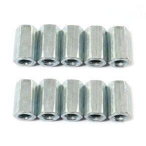 10pcs M8x28 Long Rod Nut Hex Coupling Nut Female Thread Straight Fitting Hex Rod Galvanized Carbon Steel Threaded Bar Rod M8 X 1.25-Pitch 28mm Length