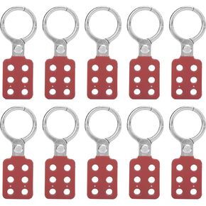 Sonew 1.5'' Jaw Steel Lockout Hasp, Lockout Tagout Hasp with Handle and Extended Jaw, Safety Insulation Padlock Hasp, Insulated Lock Hasp with 6 Holes Interlock, 10Piece