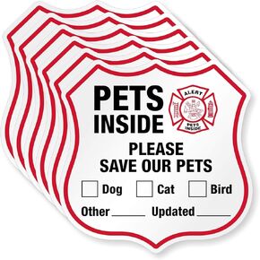 SmartSign “Please Save Our Pets" Pets Inside Decal Set | Six Pack of 2.75" x 2.75" Engineer Grade Reflective Adhesive Labels