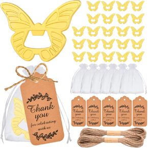 50 Pcs Butterfly Bottle Openers Baby Shower Wedding Party Favors for Guests, Bottle Opener Return Gift and Souvenirs with Organza Bags Thank You Tags, for Butterfly Theme Party Decoration Supplies