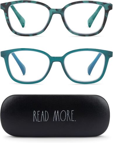 Rae Dunn "NALA Blue Light Blocking Reading Glasses - 2 Pack w/READ MORE Signature Font Hard Case in Saudi Arabia