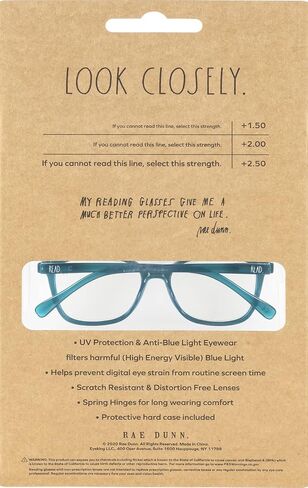 Rae Dunn "NALA Blue Light Blocking Reading Glasses - 2 Pack w/READ MORE Signature Font Hard Case in Saudi Arabia