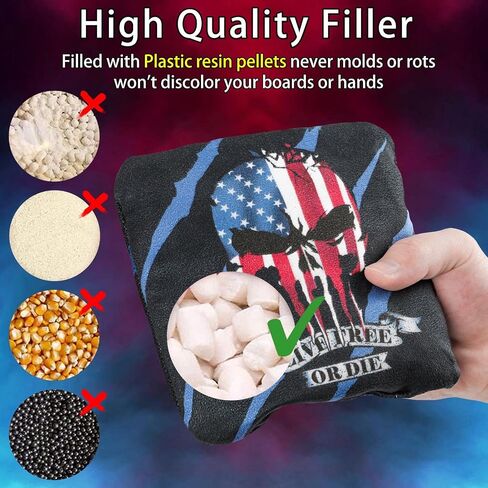 Cornhole Bags, Weather Resistant Dual Sided Slick and Stick Corn Hole Bean Bags Set of 8 for Toss Game with Carry Bag in Saudi Arabia