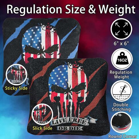 Cornhole Bags, Weather Resistant Dual Sided Slick and Stick Corn Hole Bean Bags Set of 8 for Toss Game with Carry Bag in Saudi Arabia