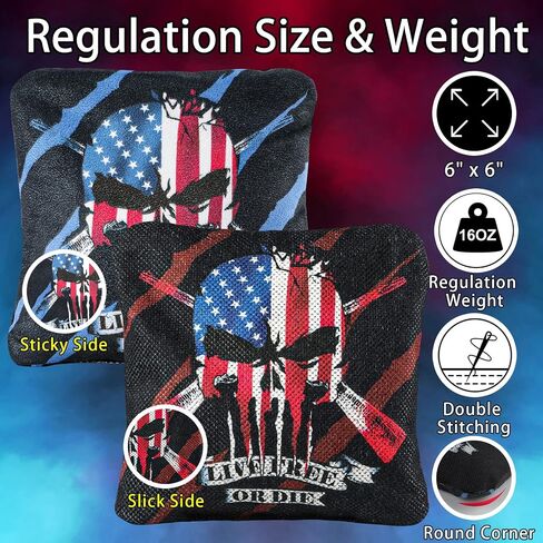 Cornhole Bags, Weather Resistant Dual Sided Slick and Stick Corn Hole Bean Bags Set of 8 for Toss Game with Carry Bag in Saudi Arabia