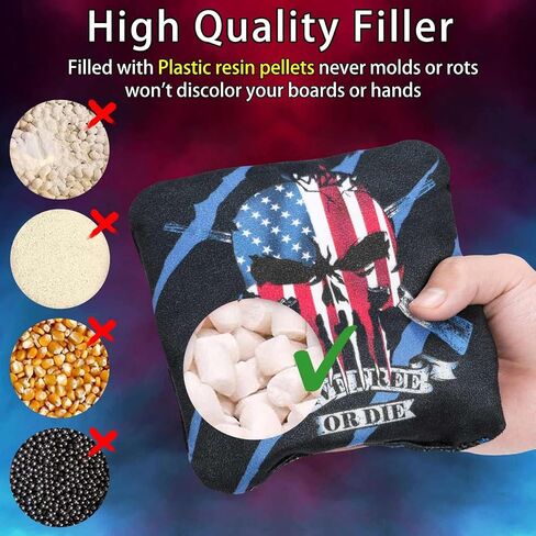 Cornhole Bags, Weather Resistant Dual Sided Slick and Stick Corn Hole Bean Bags Set of 8 for Toss Game with Carry Bag in Saudi Arabia