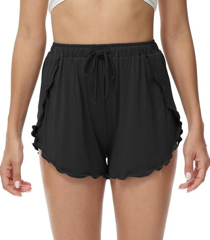 WiWi Shorts for Women Soft Women's Short Pants Casual Sleep Bottoms Yoga Pj-Viscose from Bamboo S-XXL, Black, XX-Large in Saudi Arabia