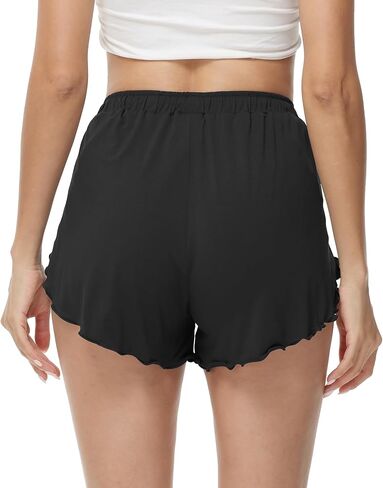 WiWi Shorts for Women Soft Women's Short Pants Casual Sleep Bottoms Yoga Pj-Viscose from Bamboo S-XXL, Black, XX-Large in Saudi Arabia