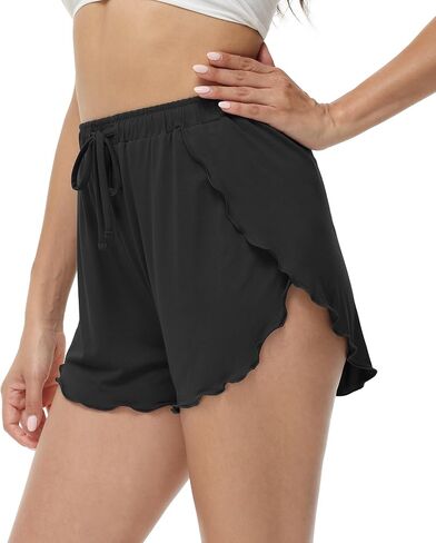 WiWi Shorts for Women Soft Women's Short Pants Casual Sleep Bottoms Yoga Pj-Viscose from Bamboo S-XXL, Black, XX-Large in Saudi Arabia