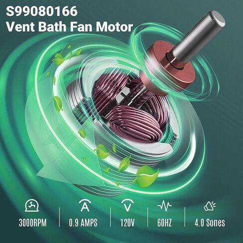 S99080166 BP28 محرك مروحة تهوية الحمام من PANDEELS - S97012051 97012038B 70CFM محرك تهوية الحمام مناسب لـ B-roan Nu-Tone 655، 657، 658، 679-120V 3000RPM 1.4 AMPS 120V 60HZ 4.0 Sones in Kuwait