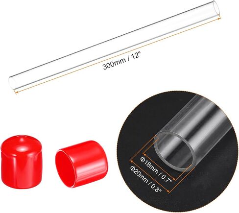 Plastic Pipe Rigid Polycarbonate Round Tube Clear(with Black Protective Case), [for Lighting, Models, Water Plumbing] - 0.2x0.2"(4x5mm), 12"(300mm) Length/Transparent / 2 Pcs in Saudi Arabia