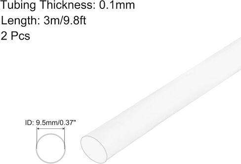 MECCANIXITY PTFE Heat Shrink Tubing 4 to 1 Ratio, Cable Sleeving 9.5mm x 2m Shrink Wrap Tubing Waterproof Sealed(Clear, Pack of 3) in Saudi Arabia