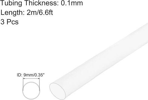 MECCANIXITY PTFE Heat Shrink Tubing 4 to 1 Ratio, Cable Sleeving 9.5mm x 2m Shrink Wrap Tubing Waterproof Sealed(Clear, Pack of 3) in Saudi Arabia