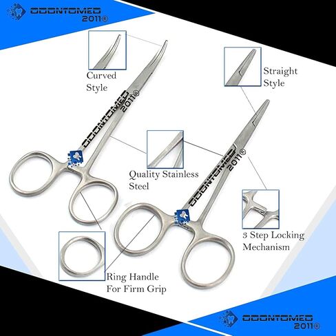 OdontoMed2011 Tactical Black Ultimate Hemostat Set, 6 Piece Ideal for hobby tools, electronics, fishing and taxidermy (5", 6.25", 8") in Saudi Arabia