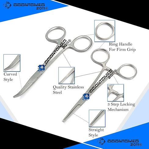 OdontoMed2011 Tactical Black Ultimate Hemostat Set, 6 Piece Ideal for hobby tools, electronics, fishing and taxidermy (5", 6.25", 8") in Saudi Arabia