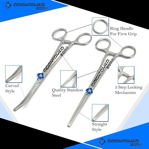 OdontoMed2011 Tactical Black Ultimate Hemostat Set, 6 Piece Ideal for hobby tools, electronics, fishing and taxidermy (5", 6.25", 8") in Saudi Arabia