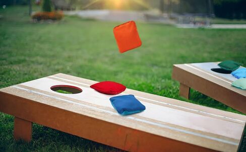JIMTERRY Professional Cornhole Bags Set of 8 Dual Sided Corn Holes Bags Double Sided Regulation Slick and Stick Corn Hole Bean Bags for Pro Corn Hole Game in Saudi Arabia