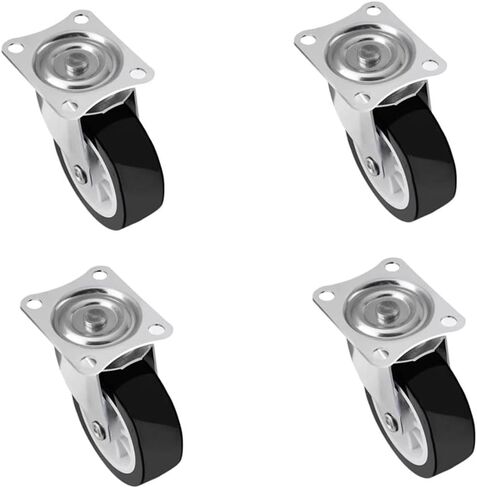 1 Inch Swivel Rubber Caster Wheels Heavy Duty Black Casters with with Top Plate & Bearing Heavy Duty for Furniture Shelves -10 Pieces in Saudi Arabia