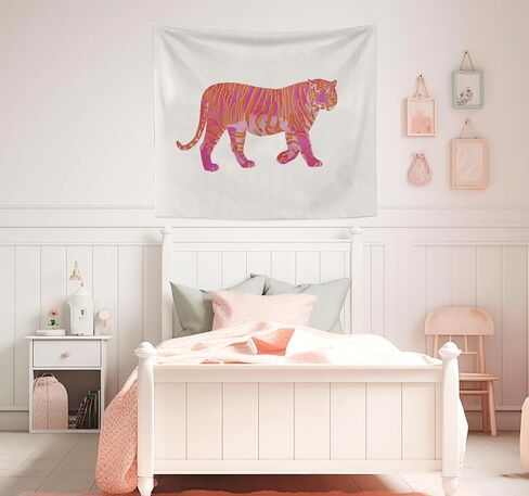 OXW Preppy Tiger Tapestry Wall Hanging - Trendy Danish Pastel Wall Art Decor, Aesthetic Funky Wall Blanket Decor for Teen Girl Bedroom College Dorm, 50x60 Inch in Saudi Arabia
