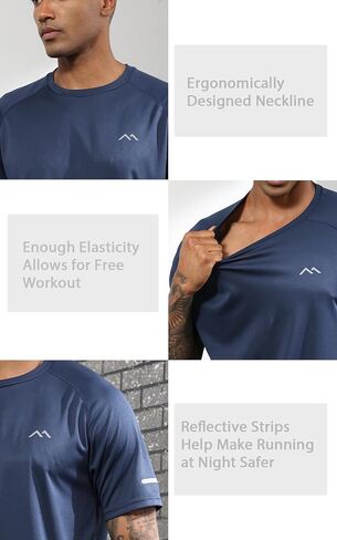 Men's Lightweight Workout Short Sleeve T-Shirts, Men's Workout Shirts Moisture Wicking Tee Tops with Reflective Strip in Saudi Arabia