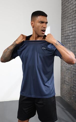 Men's Lightweight Workout Short Sleeve T-Shirts, Men's Workout Shirts Moisture Wicking Tee Tops with Reflective Strip in Saudi Arabia