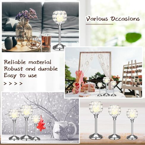 Hushee 42 Pcs Gold Crystal Candle Holders with LED Tea Lights Candles Bulk Decorative 3 Sizes Candlestick Holders for Table Centerpieces, Christmas Home Decor, Weddings, and Housewarming Gifts in Saudi Arabia