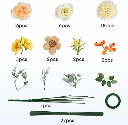 Artificial Flowers Combo Box Set, Silk Flowers Fake Roses with Stems for Wedding Bouquets Centerpieces/Cake Decor/Home Tables Decorations/Flower Strips in Saudi Arabia