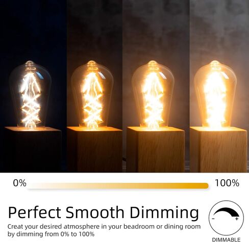 Edison Bulbs Led Lights 60W Equivalent, 6Watt Dimmable Warm White 2700K Amber Glass, Vintage Light Bulb with E26 Base, ST64 Antique LED Filament Bulbs, 600LM, UL listed, 6 Pack Teardrop Top Lamp in Saudi Arabia