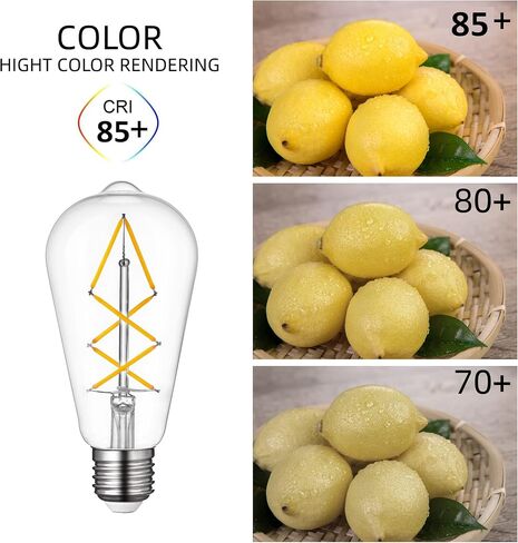 Edison Bulbs Led Lights 60W Equivalent, 6Watt Dimmable Warm White 2700K Amber Glass, Vintage Light Bulb with E26 Base, ST64 Antique LED Filament Bulbs, 600LM, UL listed, 6 Pack Teardrop Top Lamp in Saudi Arabia