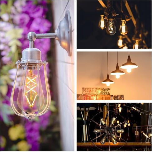 Edison Bulbs Led Lights 60W Equivalent, 6Watt Dimmable Warm White 2700K Amber Glass, Vintage Light Bulb with E26 Base, ST64 Antique LED Filament Bulbs, 600LM, UL listed, 6 Pack Teardrop Top Lamp in Saudi Arabia
