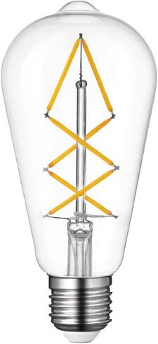 لمبات إديسون LED مكافئة 60 وات، 6 وات عاكس للضوء أبيض دافئ 2700 ك زجاج كهرمان، لمبة إضاءة عتيقة مع قاعدة E26، مصابيح خيوط LED عتيقة ST64، 600LM، مدرج في قائمة UL، 6 عبوات من المصابيح العلوية على شكل دمعة in Kuwait