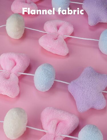 NiHome Fluffy Plush Doorway Curtain, Cute Hanging String Garland Kawaii Wall Hanging Home Decor for Girl Baby Room,Plush Bowknot Pentacle Garland Curtain with Hooks & Adhesive Velcro, 9 Strings in Saudi Arabia