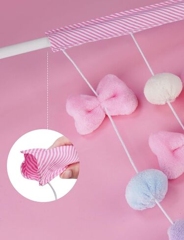 NiHome Fluffy Plush Doorway Curtain, Cute Hanging String Garland Kawaii Wall Hanging Home Decor for Girl Baby Room,Plush Bowknot Pentacle Garland Curtain with Hooks & Adhesive Velcro, 9 Strings in Saudi Arabia
