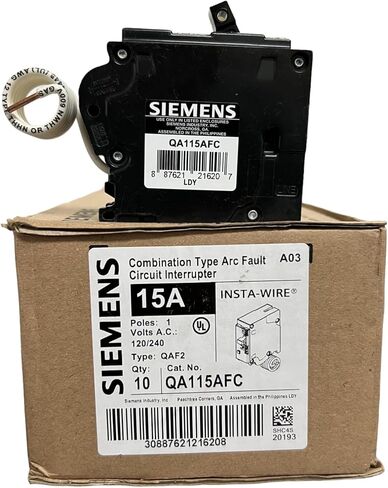 Siemens QA115AFC 15-Amp Single Pole 120-volt Plug-On Combination AFCI Breaker, Black (Pack of 10) in Saudi Arabia