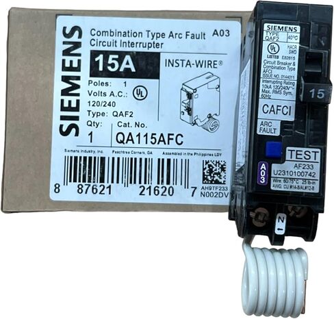 Siemens QA115AFC 15-Amp Single Pole 120-volt Plug-On Combination AFCI Breaker, Black (Pack of 10) in Saudi Arabia