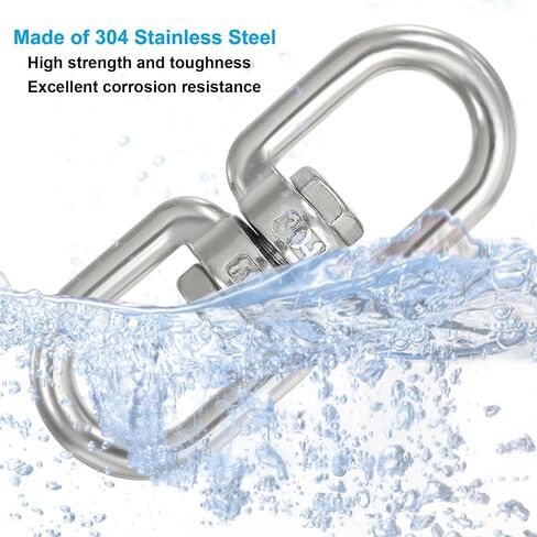 PATIKIL Double Ended Swivel Eye Hook M4 Working Load 133kg/293lbs, 2Pcs 304 Stainless Steel Eye to Eye Swivel Shackle Ring Connector for Marine Mooring Hanging in Saudi Arabia