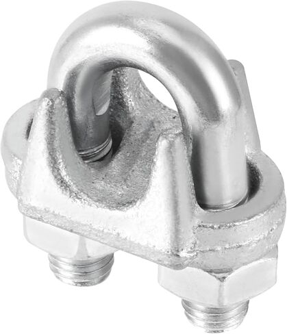 30 حزمة 3/8 بوصة سلك حبل المشبك M10، مشبك حبل سلك مطلي بالزنك، مشابك كابل من الصلب الكربوني، مثبت حبل غسيل على شكل حرف U، فضي in Kuwait