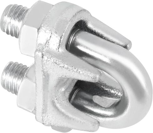 30 حزمة 3/8 بوصة سلك حبل المشبك M10، مشبك حبل سلك مطلي بالزنك، مشابك كابل من الصلب الكربوني، مثبت حبل غسيل على شكل حرف U، فضي in Kuwait