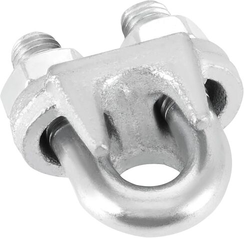 30 حزمة 3/8 بوصة سلك حبل المشبك M10، مشبك حبل سلك مطلي بالزنك، مشابك كابل من الصلب الكربوني، مثبت حبل غسيل على شكل حرف U، فضي in Kuwait