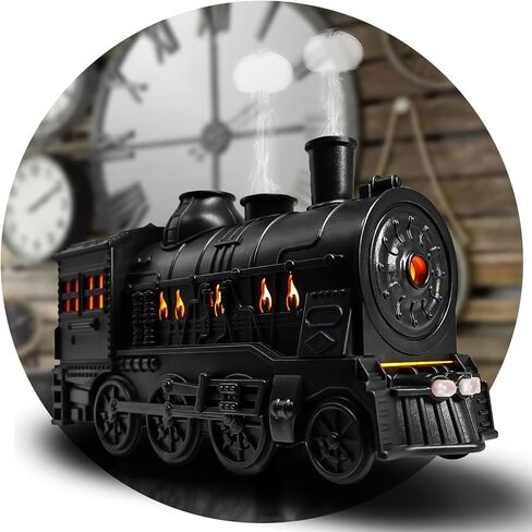 Essential Oil Diffuser for Home 300ml, Train Shape Aromatherapy Diffuser with Remote Control,Cool Mist Humidifiers with 2 Lighting & 2 Mist Modes for Home Office Decor Kids Bedroom Black in Saudi Arabia