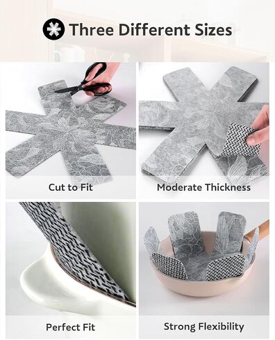 COCOER Pot and Pan Protectors Set of 12 Different 3 Sizes Absorbent Pan Protectors for Stacking Pan Separators Protectors Non Slip Pan Dividers for Stacking Avoid Scratch Cookware Protectors in Saudi Arabia