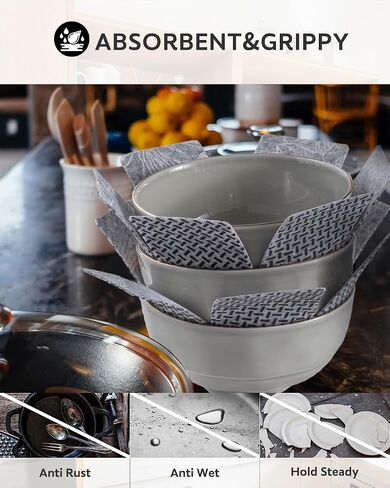 COCOER Pot and Pan Protectors Set of 12 Different 3 Sizes Absorbent Pan Protectors for Stacking Pan Separators Protectors Non Slip Pan Dividers for Stacking Avoid Scratch Cookware Protectors in Saudi Arabia